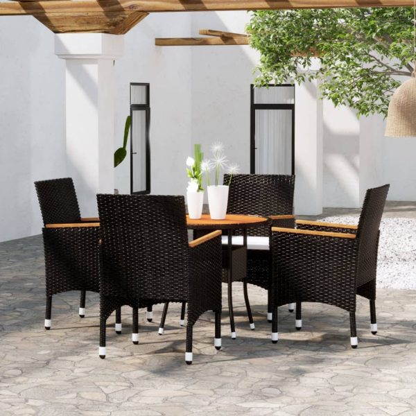 5-delige Tuinset poly rattan zwart