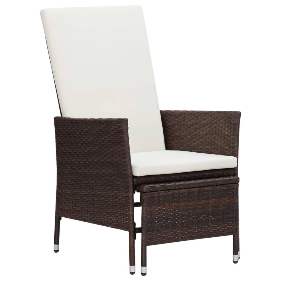 3-delige Loungeset met kussens poly rattan bruin - Afbeelding 2
