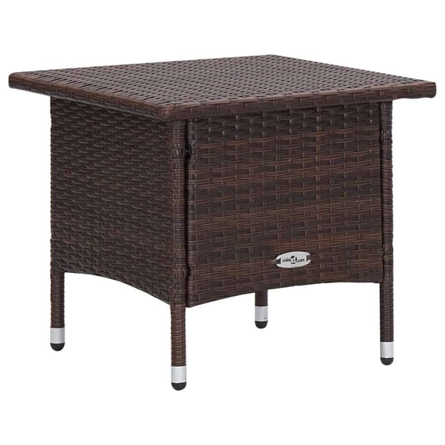 3-delige Loungeset met kussens poly rattan bruin - Afbeelding 9