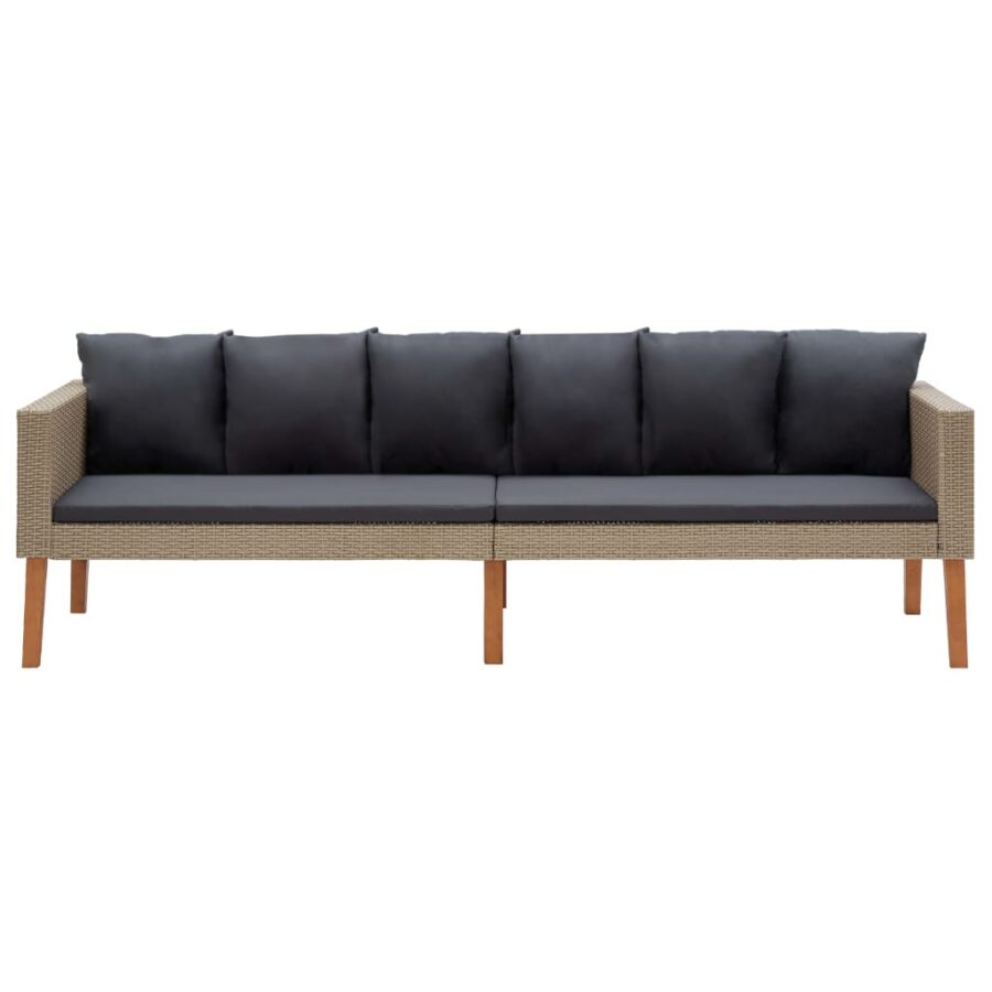 4-delige Loungeset met kussens poly rattan beige - Afbeelding 3