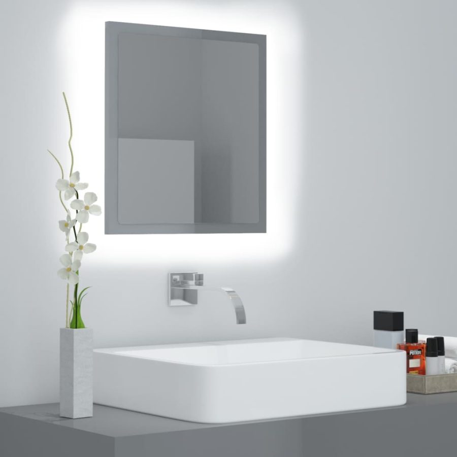 Badkamerspiegel LED 40x8,5x37 cm acryl hoogglans grijs