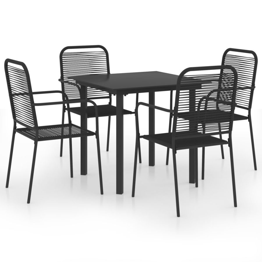 5-delige Tuinset glas en staal zwart - Afbeelding 2