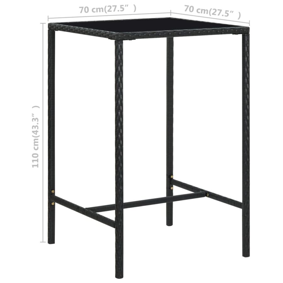 3-delige Tuinbarset poly rattan zwart - Afbeelding 11