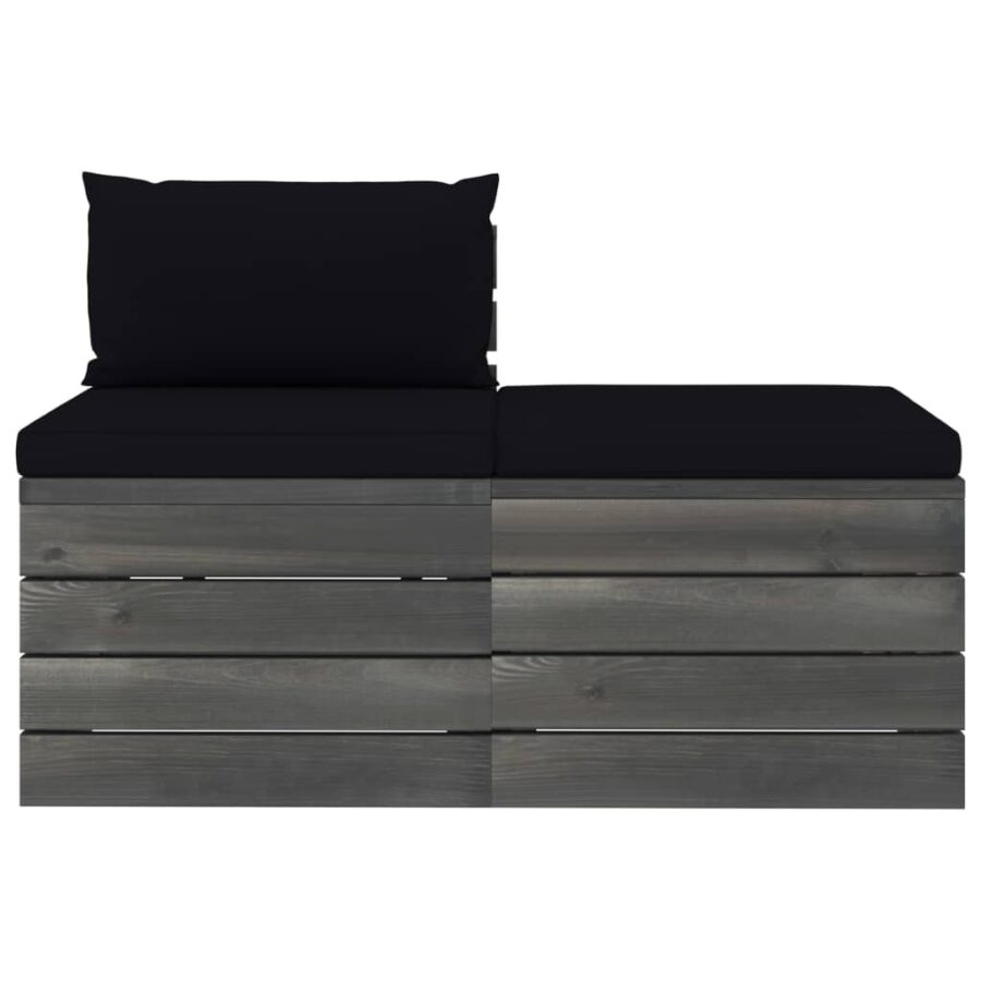 2-delige Loungeset met kussens pallet massief grenenhout - Afbeelding 3