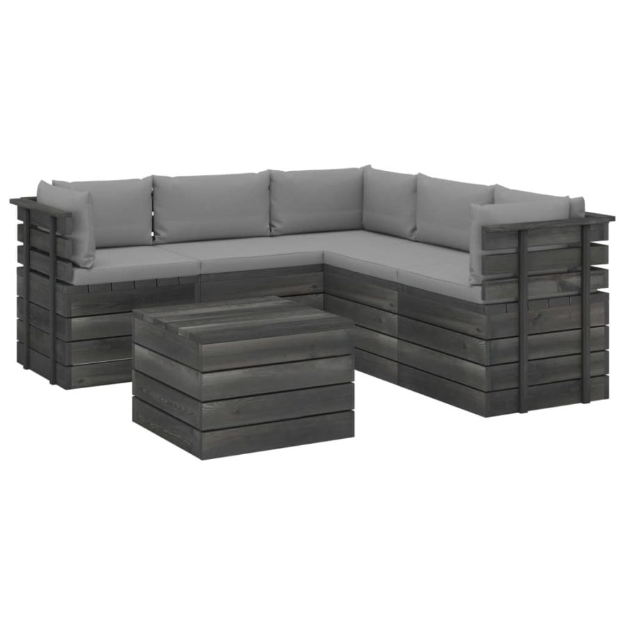 6-delige Loungeset met kussens pallet massief grenenhout - Afbeelding 4