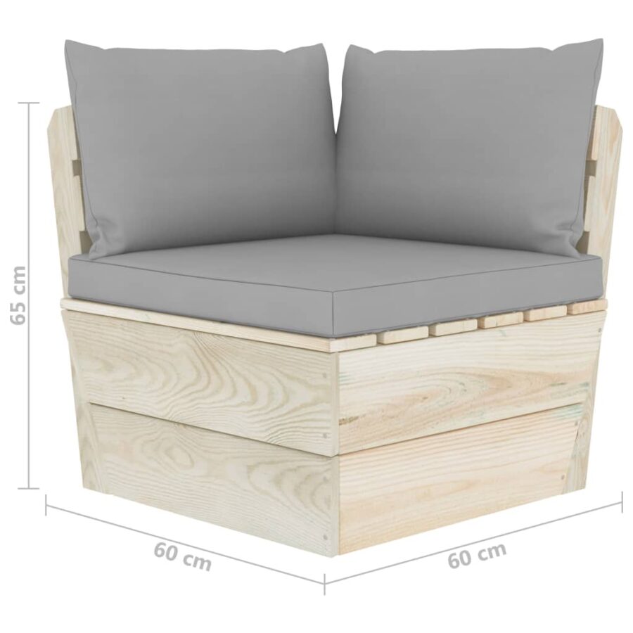 10-delige Loungeset met kussens pallet vurenhout - Afbeelding 12