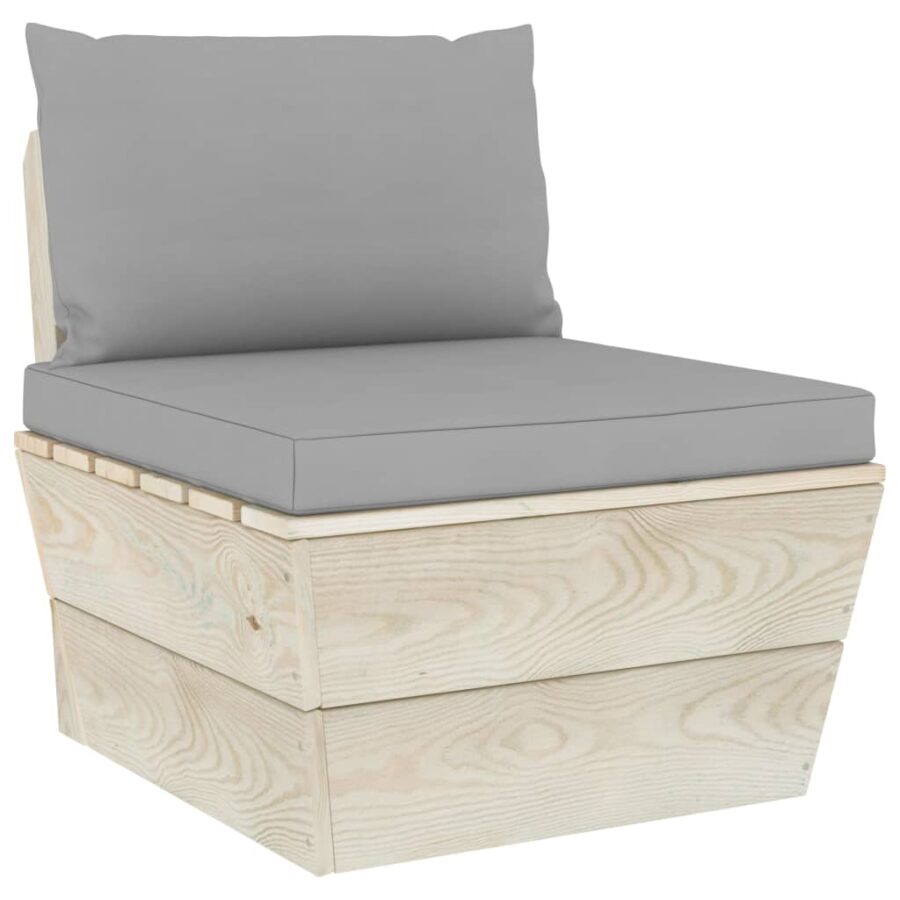 10-delige Loungeset met kussens pallet vurenhout - Afbeelding 7