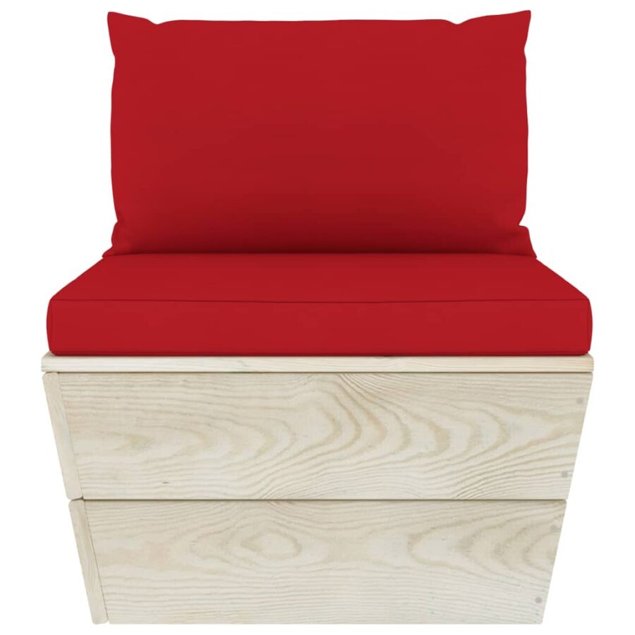 10-delige Loungeset met kussens pallet vurenhout - Afbeelding 8