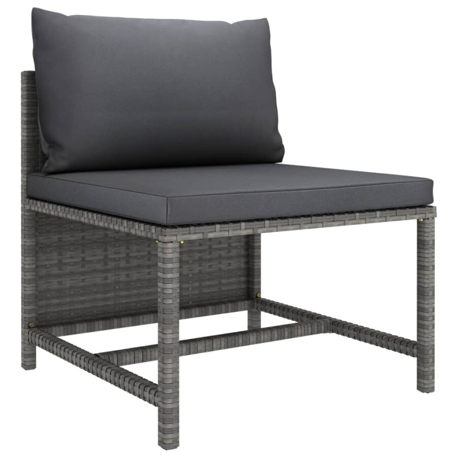 11-delige Loungeset met kussens poly rattan grijs - Afbeelding 6