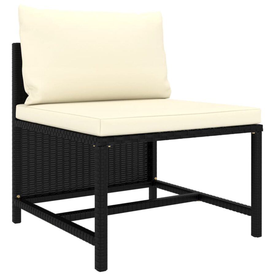 10-delige Loungeset met kussens poly rattan zwart - Afbeelding 8