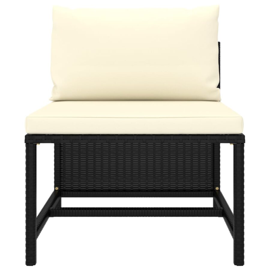 10-delige Loungeset met kussens poly rattan zwart - Afbeelding 6