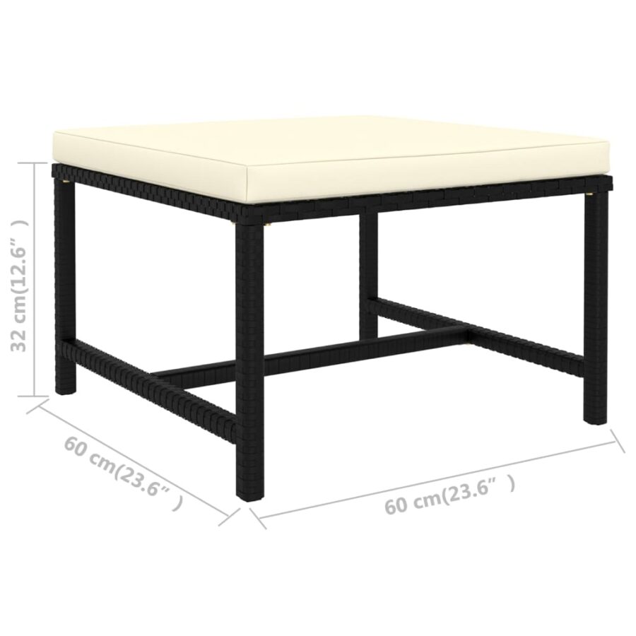 12-delige Loungeset met kussens poly rattan zwart - Afbeelding 12