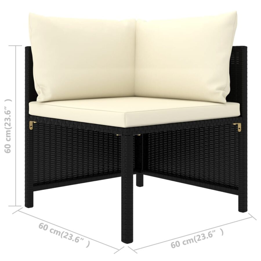 12-delige Loungeset met kussens poly rattan zwart - Afbeelding 9