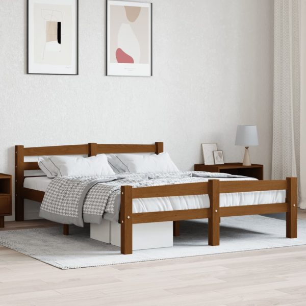 Bedframe massief grenenhout honingbruin 140x200 cm