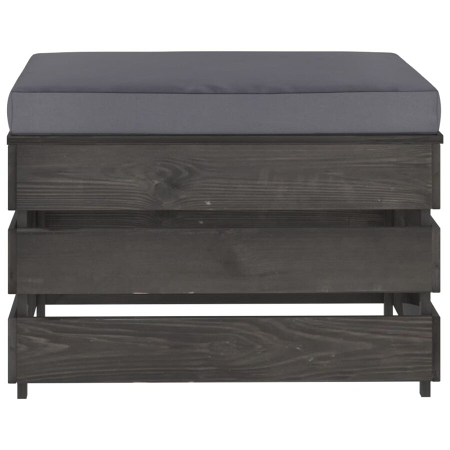 3-delige Loungeset met kussens grijs geïmpregneerd hout - Afbeelding 7