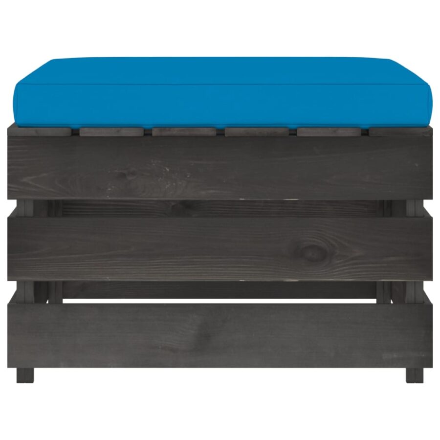 3-delige Loungeset met kussens grijs geïmpregneerd hout - Afbeelding 8