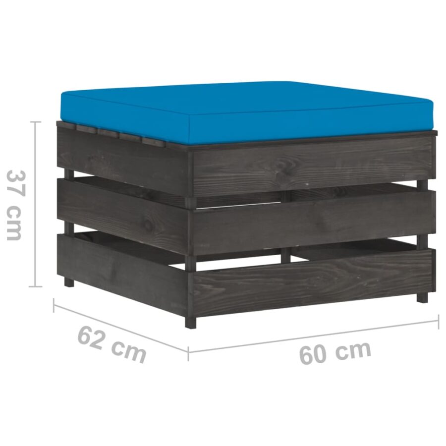 3-delige Loungeset met kussens grijs geïmpregneerd hout - Afbeelding 10