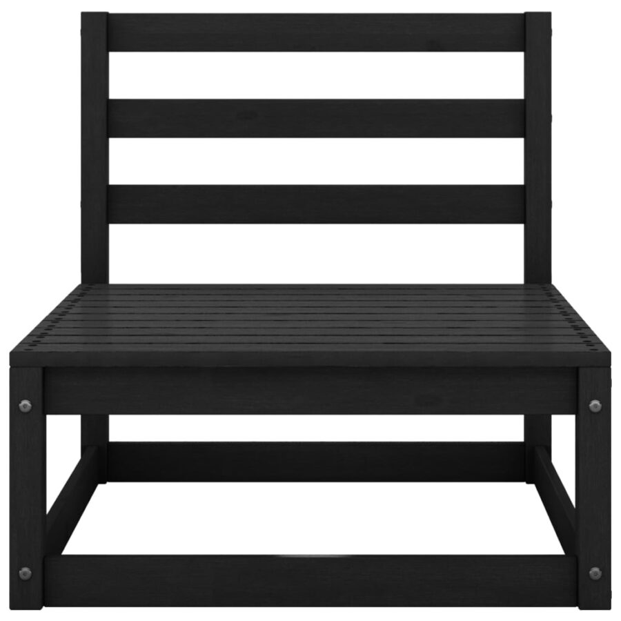 2-delige Loungeset met kussens massief grenenhout zwart - Afbeelding 5