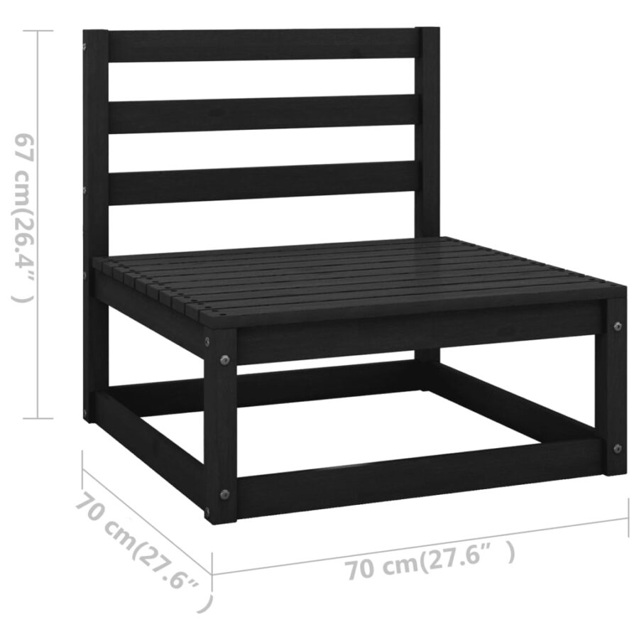 2-delige Loungeset met kussens massief grenenhout zwart - Afbeelding 6