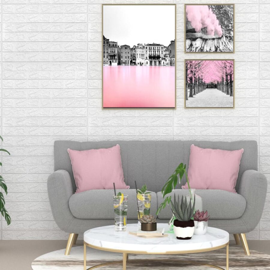 3D-behang zelfklevend 40 st bakstenen wit