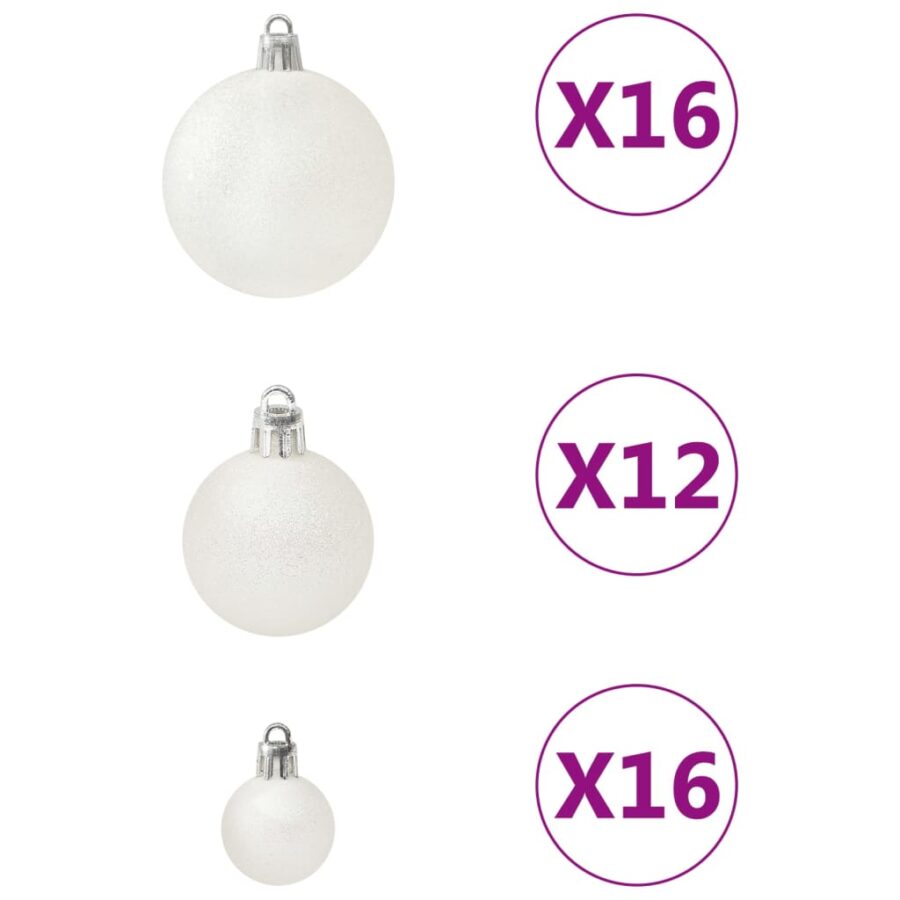 100-delige Kerstballenset wit - Afbeelding 5