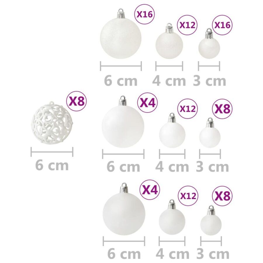 100-delige Kerstballenset wit - Afbeelding 6