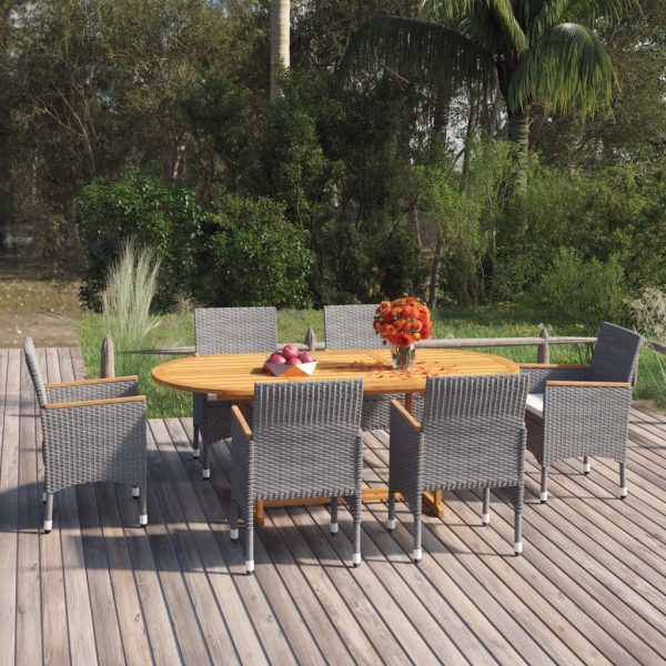 7-delige Tuinset poly rattan grijs