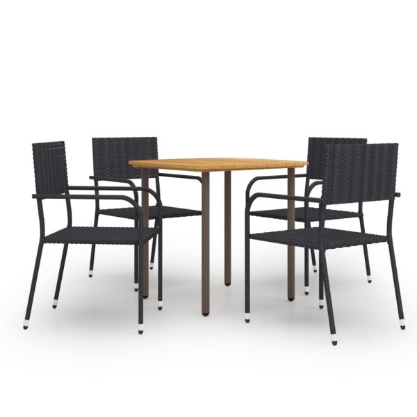 5-delige Tuinset poly rattan zwart