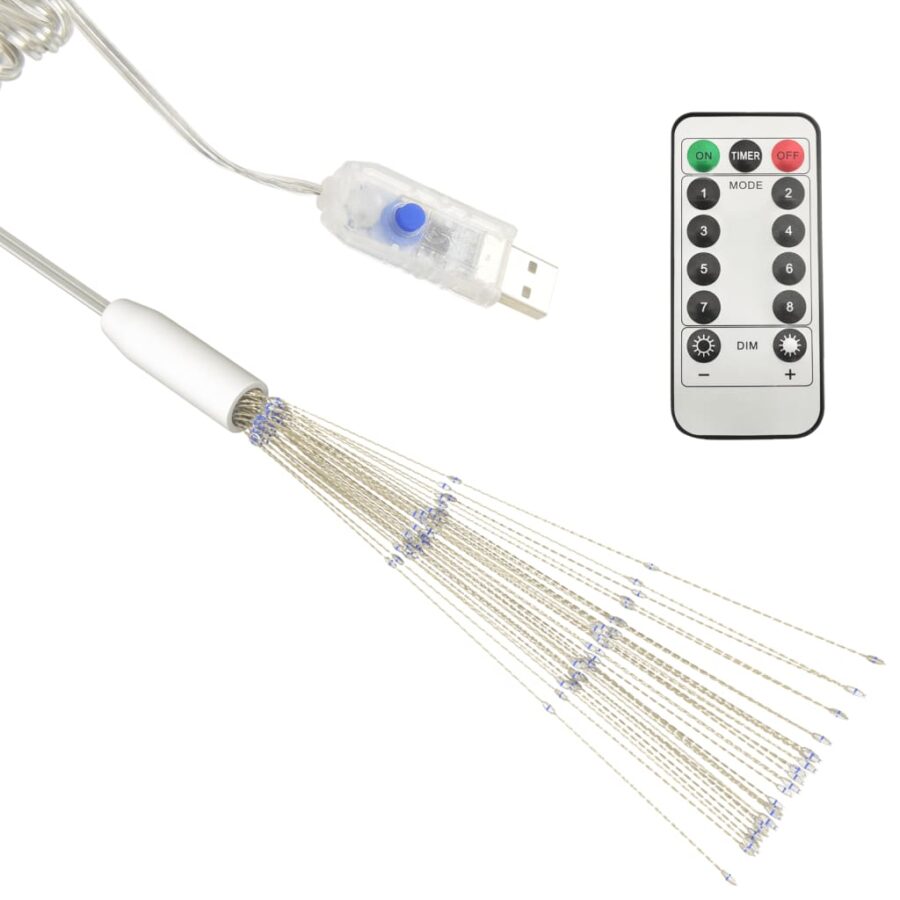 10 st Kerstverlichting vuurwerk 1400 LED's buiten 20 cm blauw - Afbeelding 9