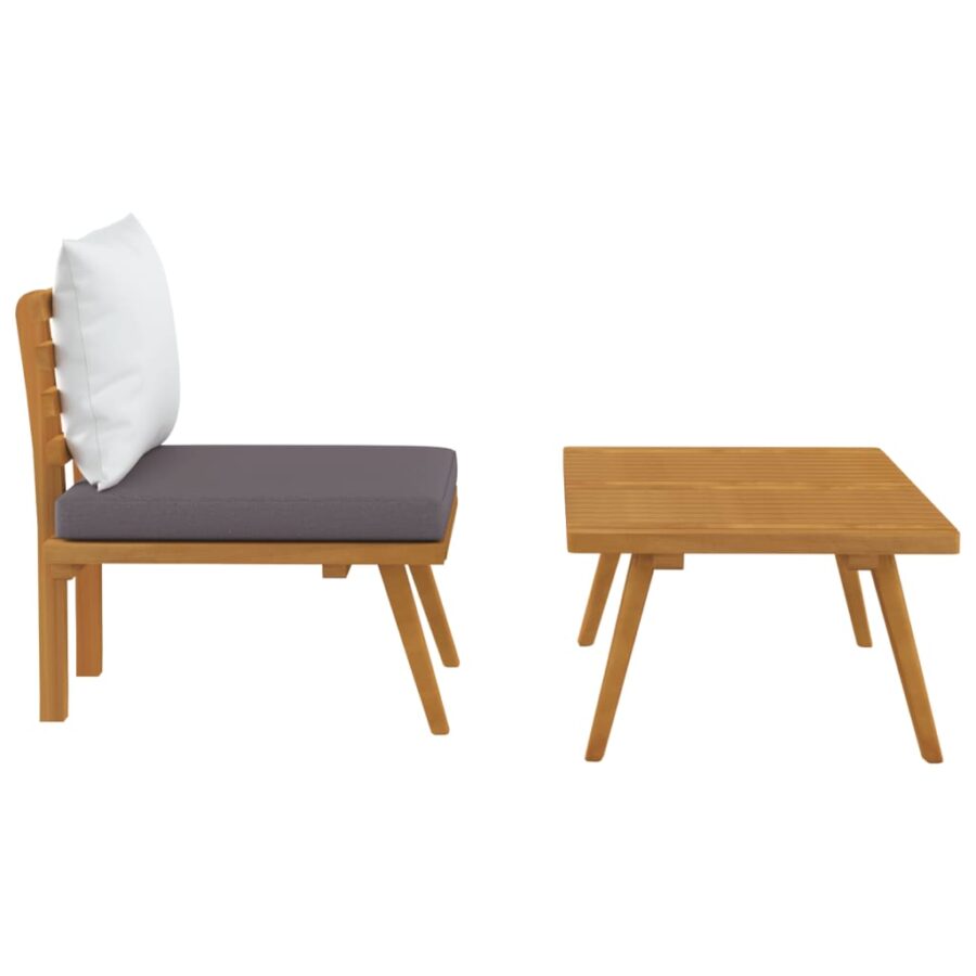 2-delige Loungeset met kussens massief acaciahout - Afbeelding 4