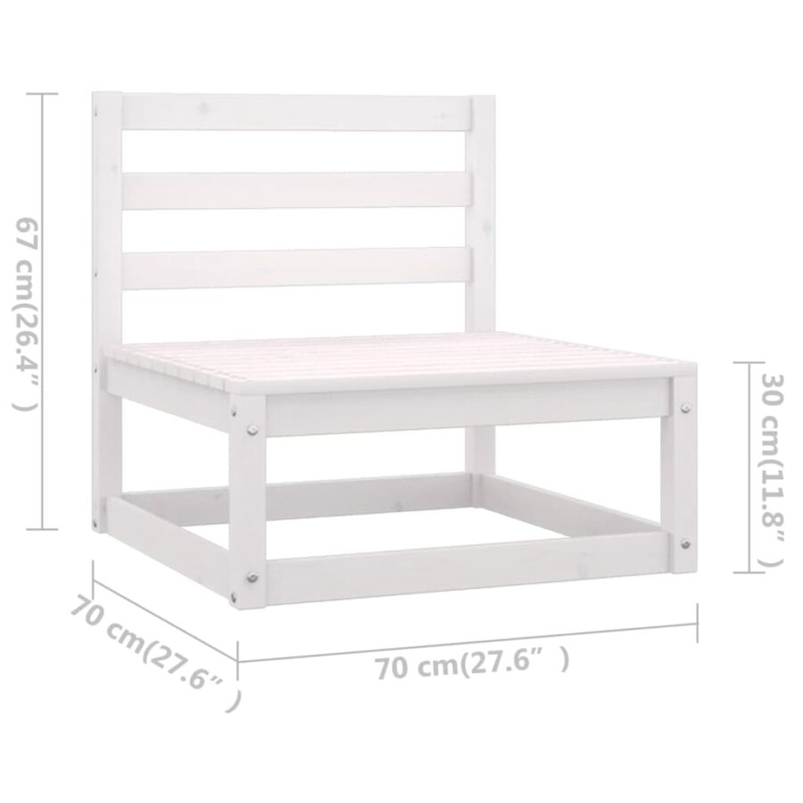 5-delige Loungeset massief grenenhout wit - Afbeelding 9