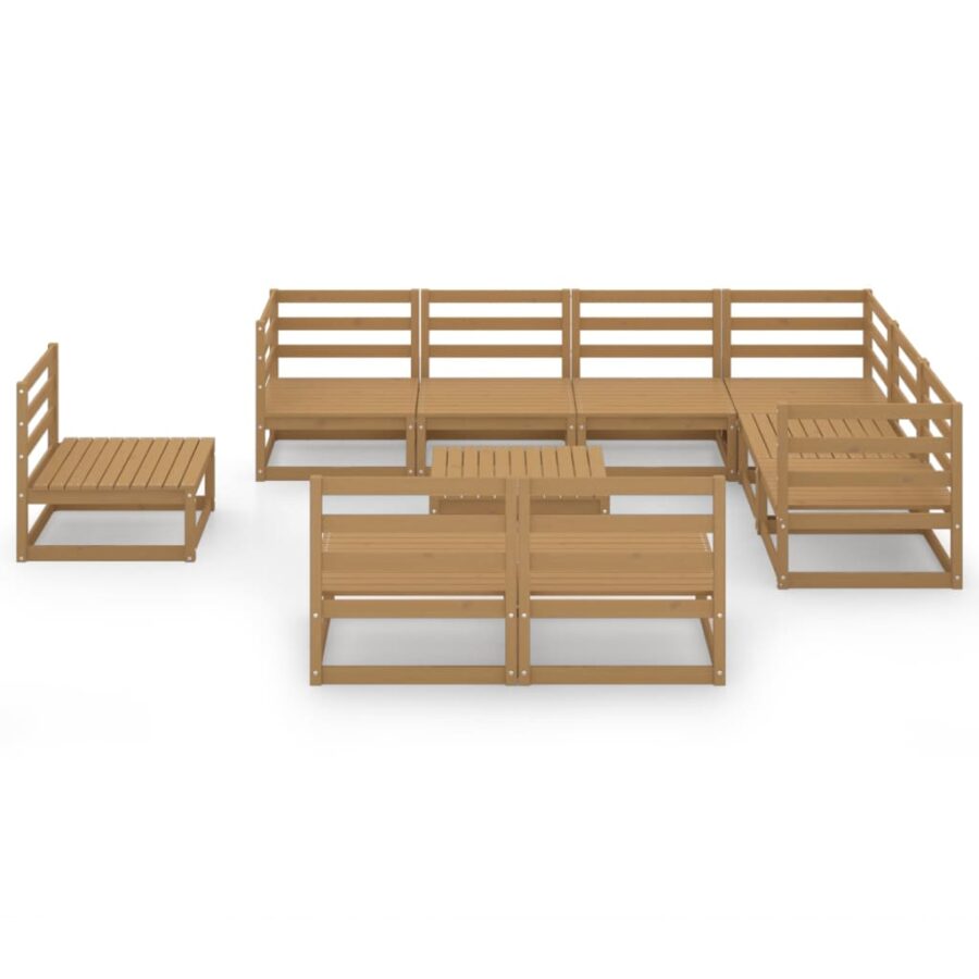 10-delige Loungeset massief grenenhout honingbruin - Afbeelding 3