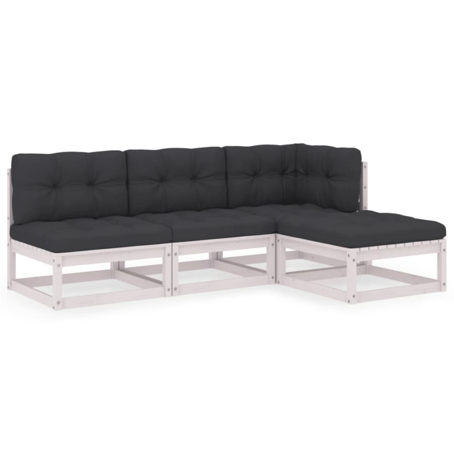4-delige Loungeset met kussens massief grenenhout - Afbeelding 2