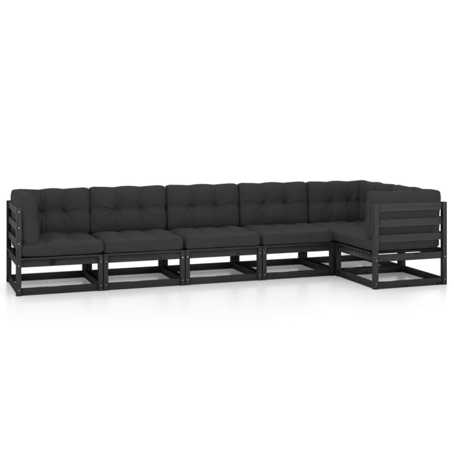 6-delige Loungeset met kussens massief grenenhout - Afbeelding 2