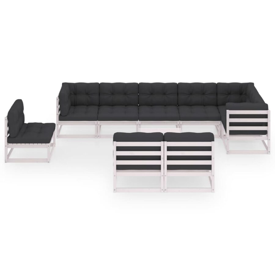 10-delige Loungeset met kussens massief grenenhout - Afbeelding 3