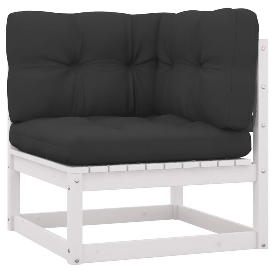 10-delige Loungeset met kussens massief grenenhout wit - Afbeelding 3