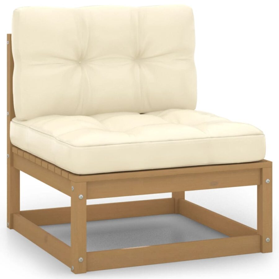 10-delige Loungeset met kussens massief grenenhout honingbruin - Afbeelding 4