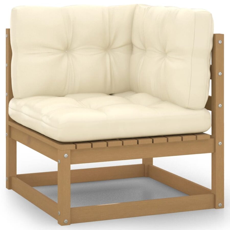 10-delige Loungeset met kussens massief grenenhout honingbruin - Afbeelding 3