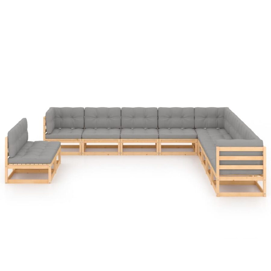 11-delige Loungeset met kussens massief grenenhout - Afbeelding 2