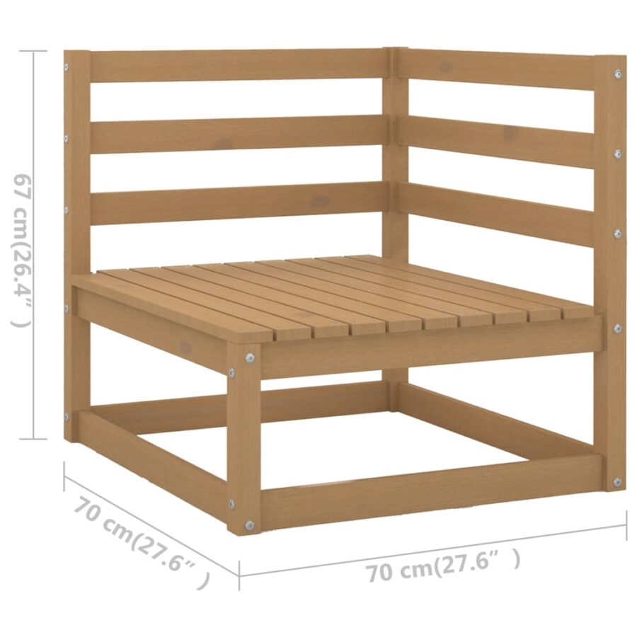 10-delige Loungeset met kussens massief grenenhout honingbruin - Afbeelding 7