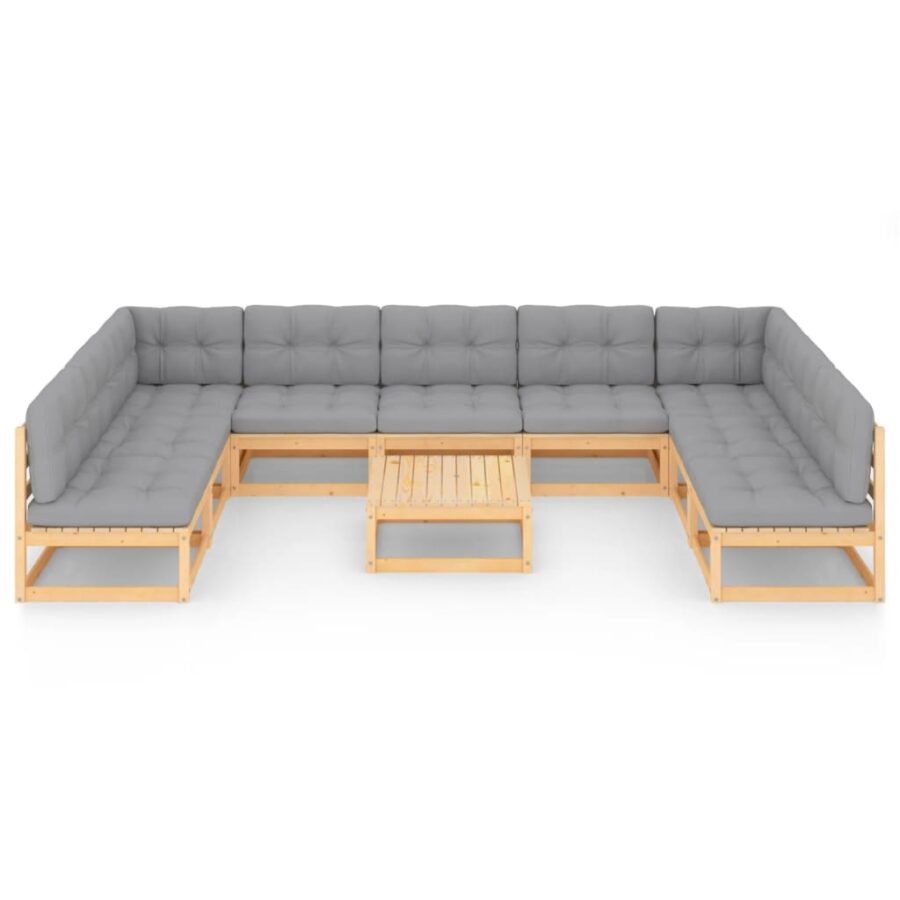 10-delige Loungeset met kussens massief grenenhout - Afbeelding 3