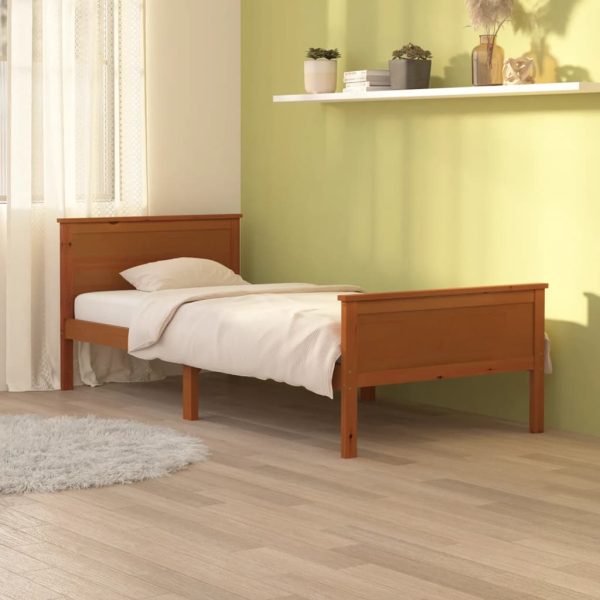 Bedframe massief grenenhout honingbruin 100x200 cm