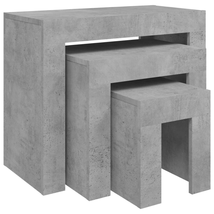 3-delige Tafeltjesset bewerkt hout betongrijs - Afbeelding 2