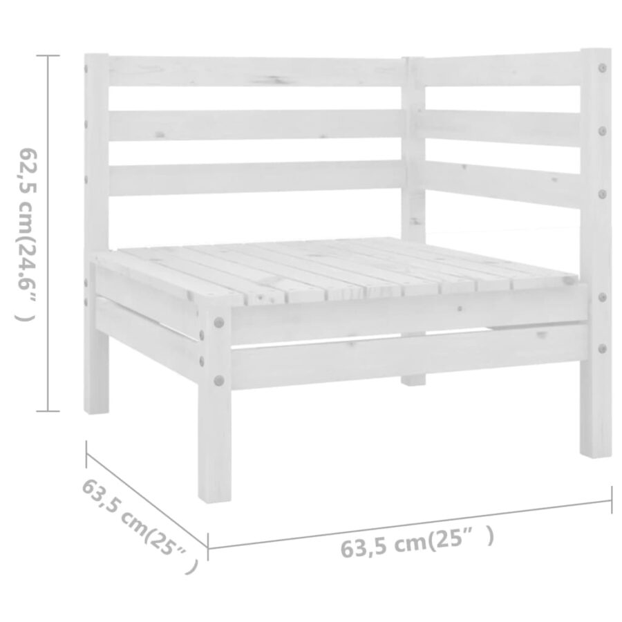 10-delige Loungeset massief grenenhout wit - Afbeelding 6