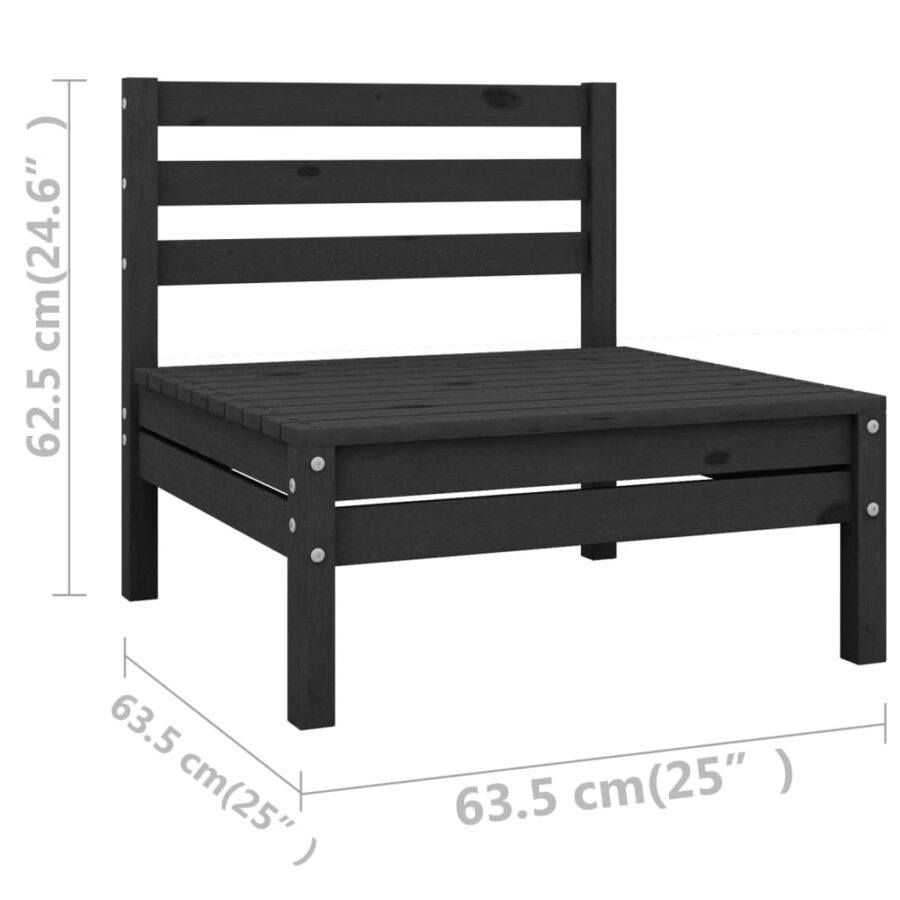 11-delige Loungeset massief grenenhout zwart - Afbeelding 6