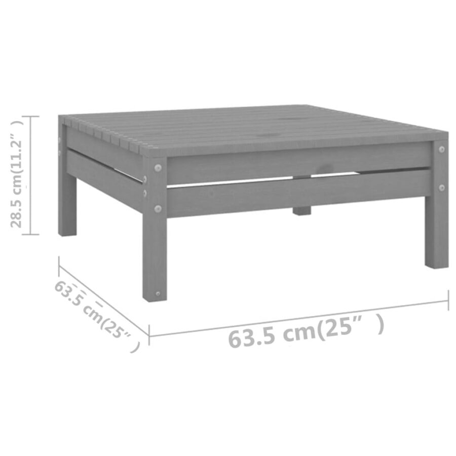 12-delige Loungeset massief grenenhout grijs - Afbeelding 8