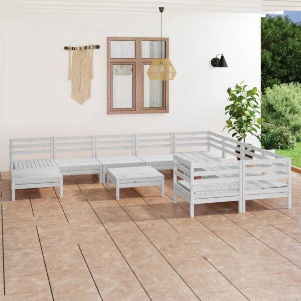11-delige Loungeset massief grenenhout wit