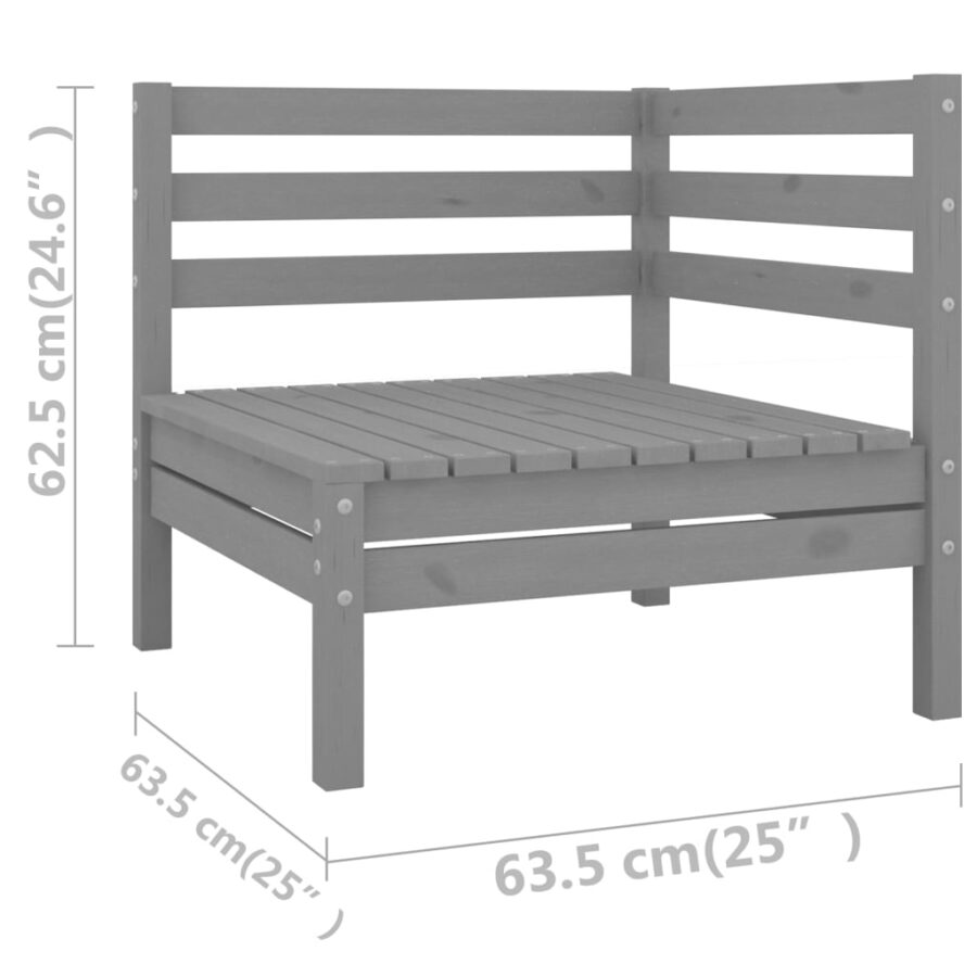 14-delige Loungeset massief grenenhout grijs - Afbeelding 6