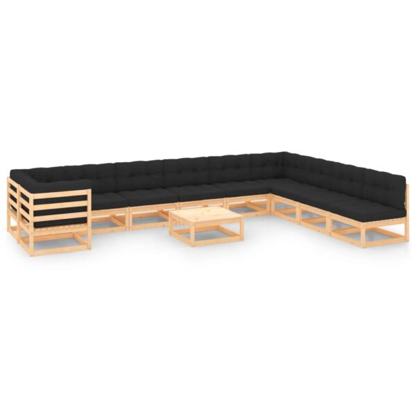 11-delige Loungeset met antracietkleurige kussens grenenhout