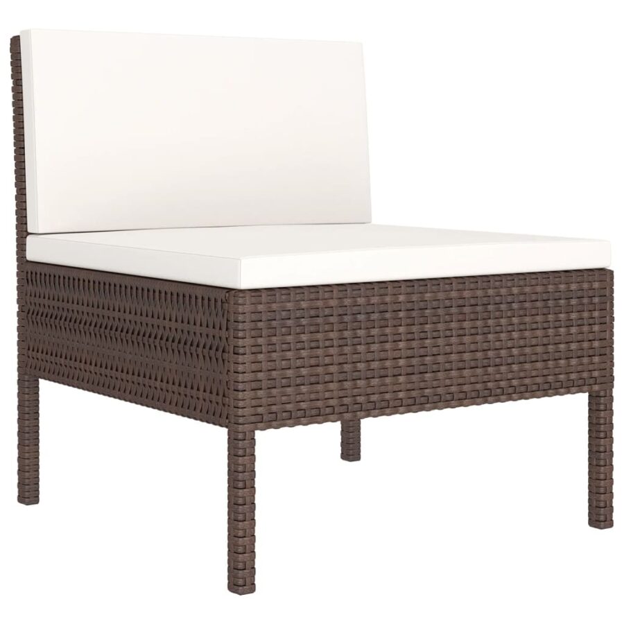 12-delige Loungeset met kussens poly rattan bruin - Afbeelding 3